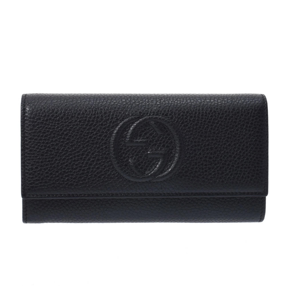 GUCCI Soho GG Black Leather Long Wallet